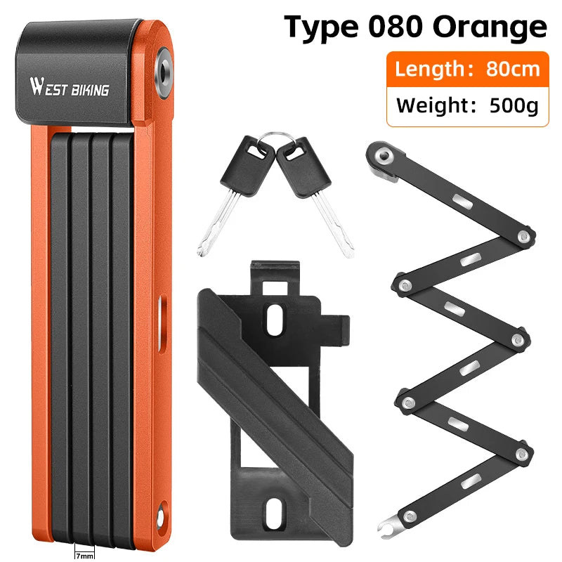 WEST BIKING Portable Folding Bike Lock – Durable Anti-Theft Steel Lock for Bicycles & Motorcycles