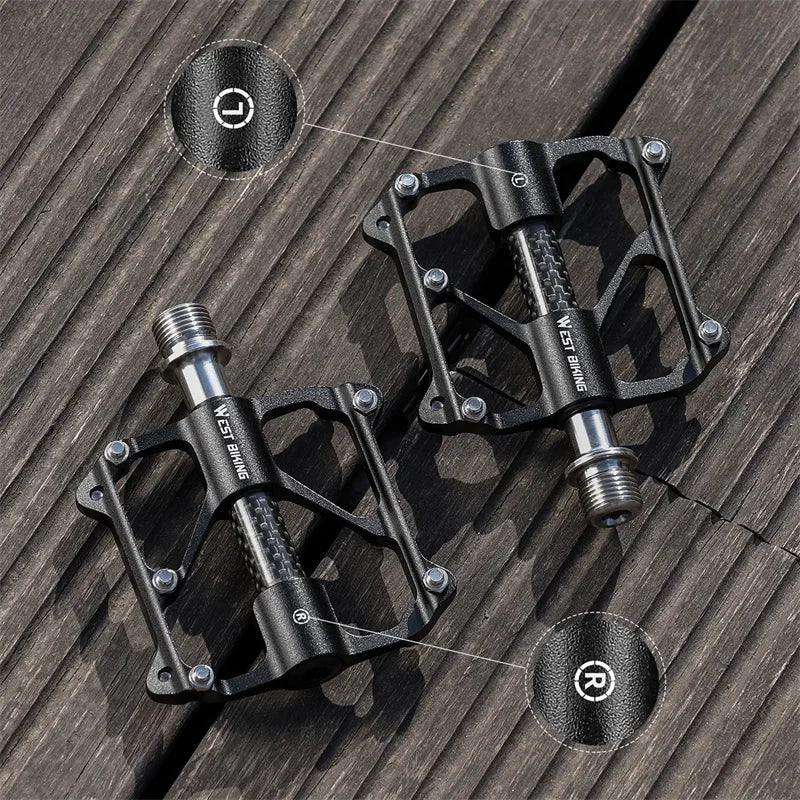 WEST BIKING Ultralight Bicycle Pedals – Titanium & CR-MO Axle, 3 Bearings & Anti-Slip Design for Racing & MTB