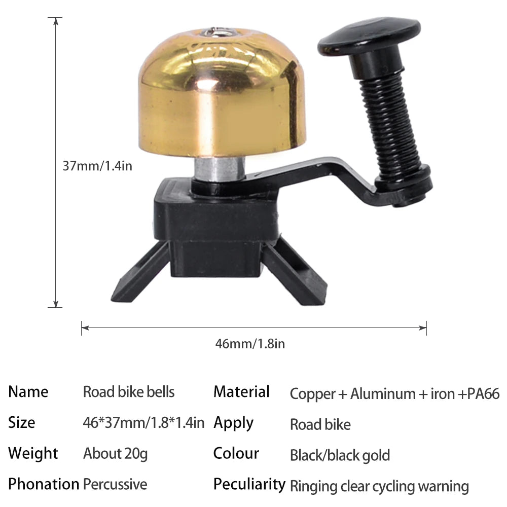 ThinkRider MTB Road Bike Brass Bell Compact Loud Percussive Ring for Safe and Stylish Cycling
