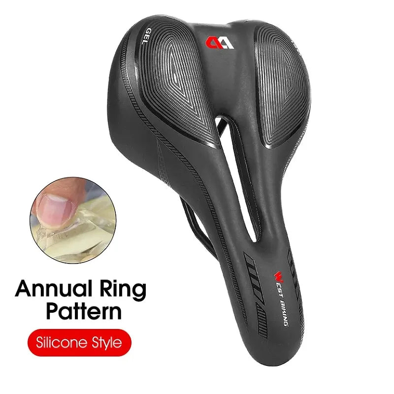 WEST BIKING Gel Silicone Bicycle Saddle – Comfortable, Shock-Absorbing Seat for MTB & Road Bikes