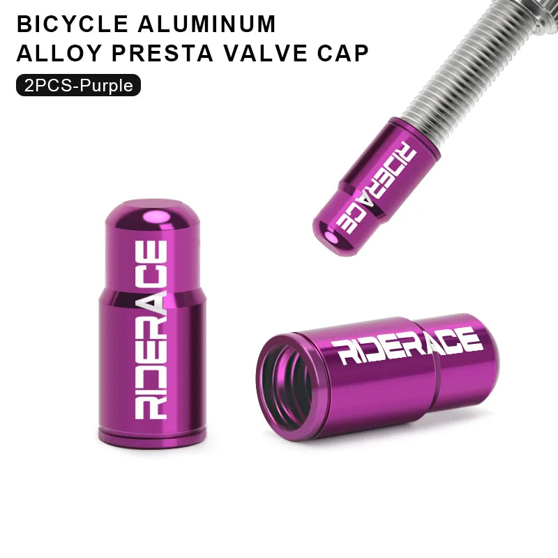 RIDERACE CNC Aluminum Bicycle Valve Caps Durable Dustproof Universal Fit for Schrader Presta Valves