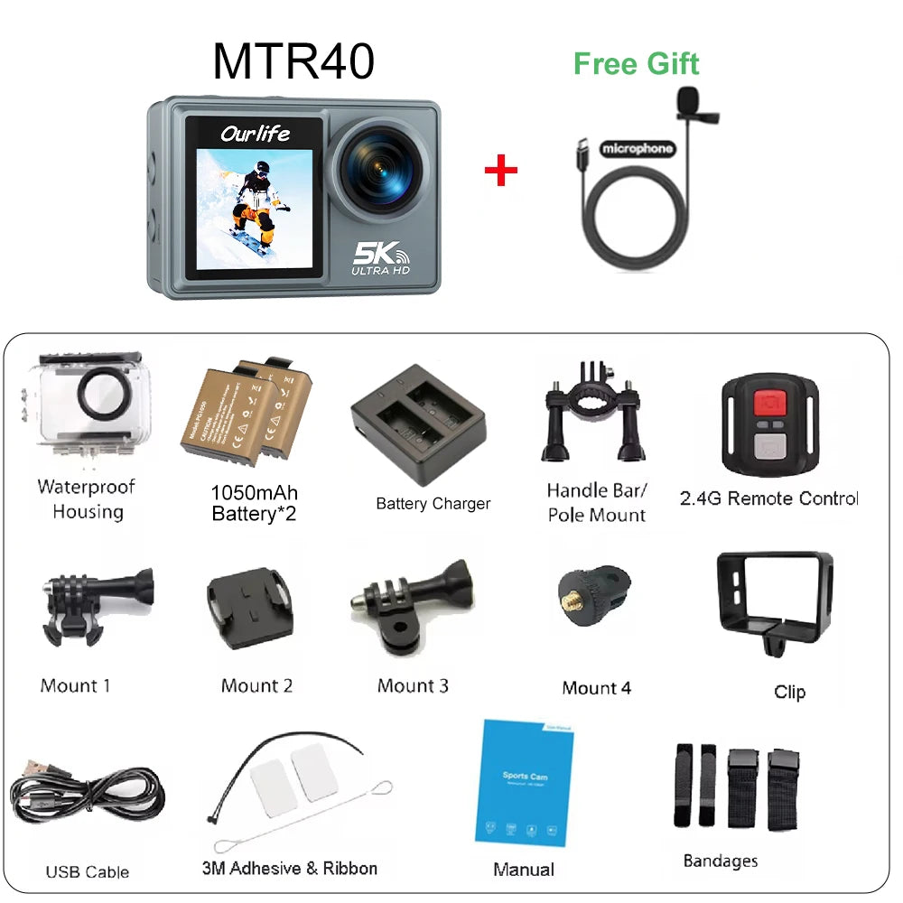 Ourlife MTR40 5K Action Camera – Capture Every Adventure in Stunning Detail