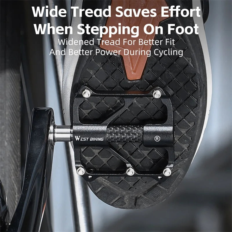 WEST BIKING Ultralight Bicycle Pedals – Titanium & CR-MO Axle, 3 Bearings & Anti-Slip Design for Racing & MTB