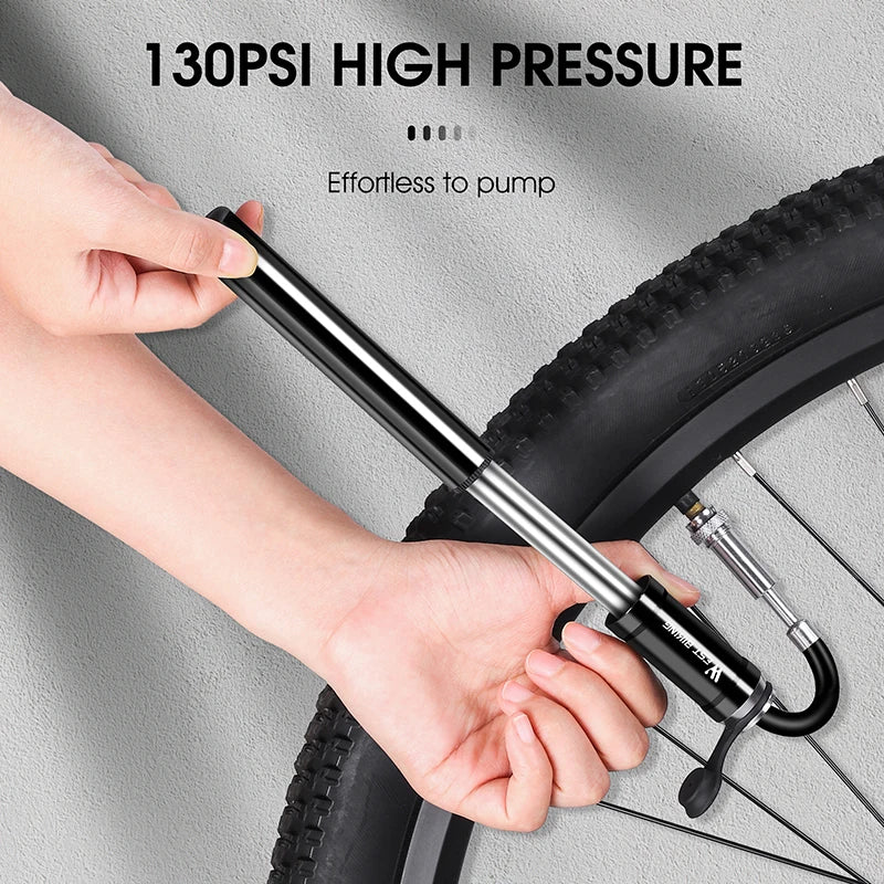 Ultra-Light Mini Bike Pump – 130 PSI High-Pressure Aluminum Pump for MTB & Road Cycling