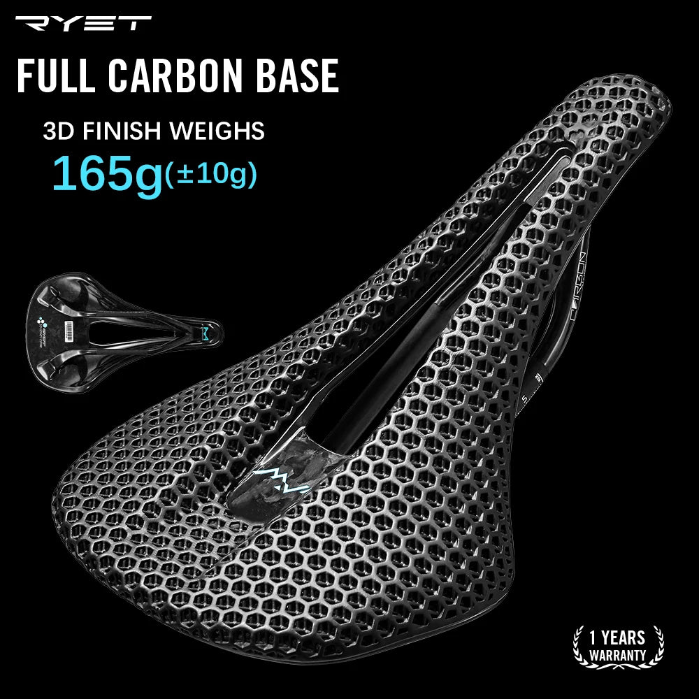 RYET 3D Printed Full Carbon Saddle – 140mm Superlight 165g