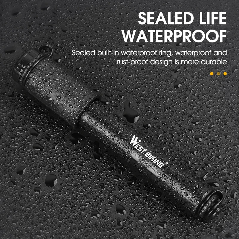 WEST BIKING Ultra-Light Mini Bike Pump – 100 PSI Portable Aluminum Pump for Schrader & Presta