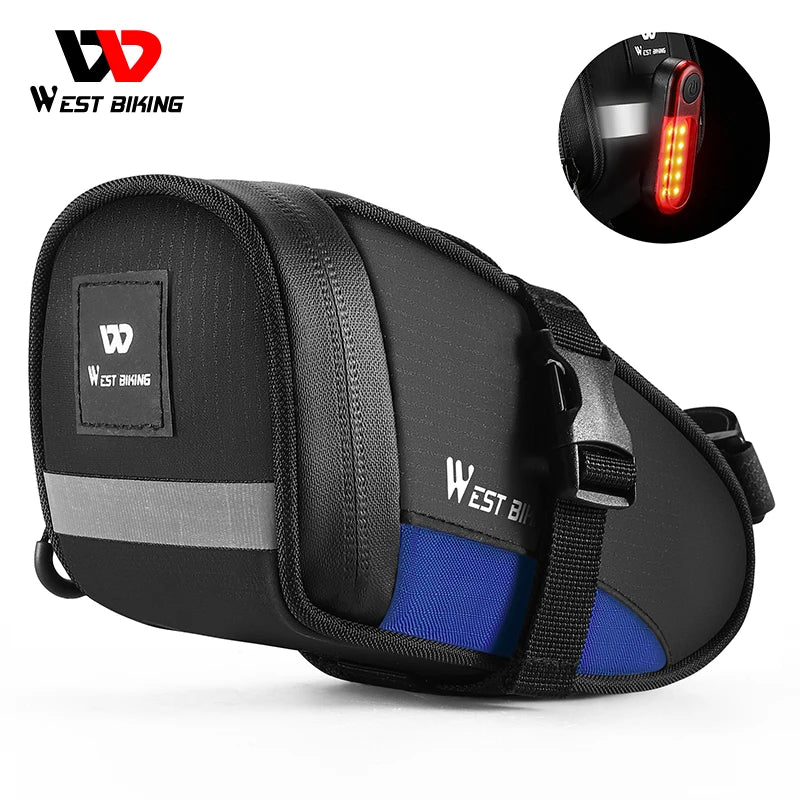 WEST BIKING 1.2L Waterproof Saddle Bag – Ultralight, Reflective & Tail Light Compatible