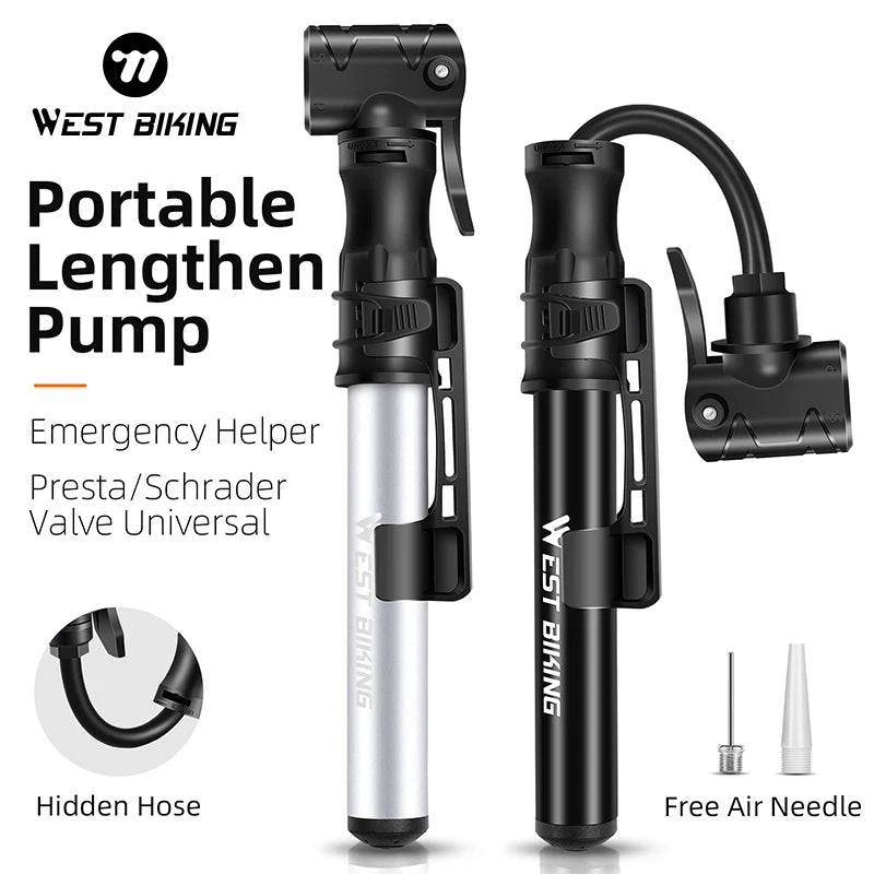 WEST BIKING Portable Mini Bicycle Pump – High-Pressure, Lightweight & Universal Valve Compatibility