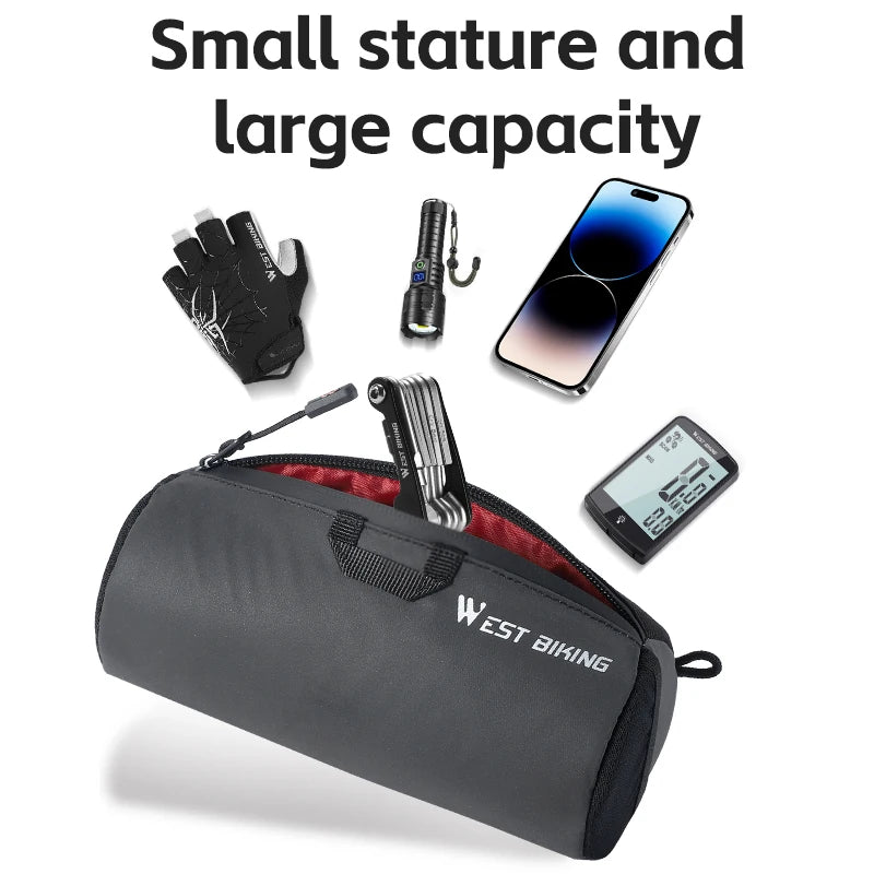 WEST BIKING 1L Handlebar Bag – Reflective, Portable & Versatile for MTB, Road Bikes & Scooters