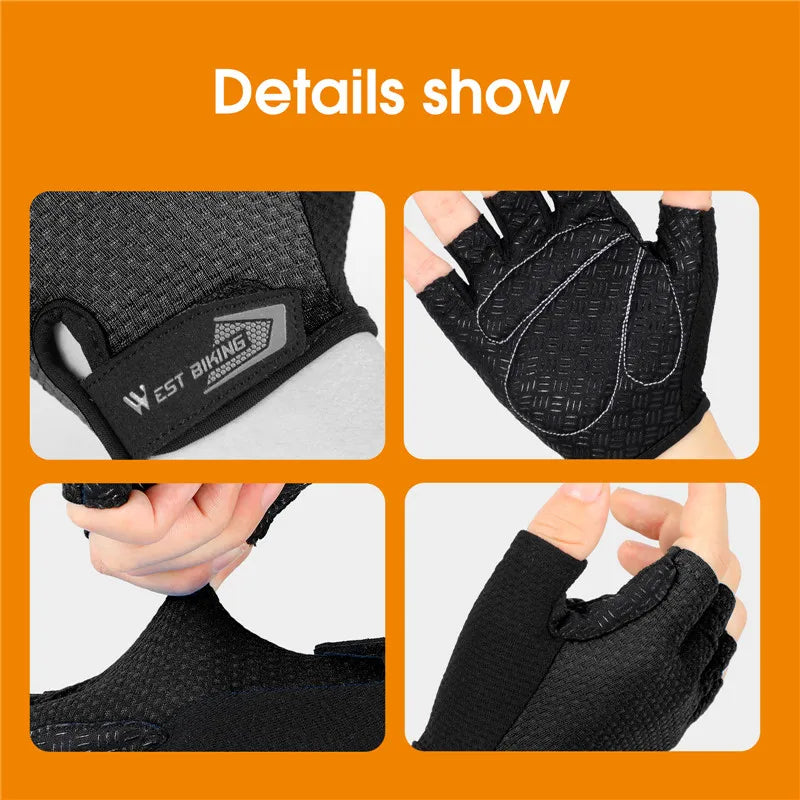 WEST BIKING Half-Finger Cycling Gloves – Shockproof, Breathable & Anti-Slip for MTB & Road Biking