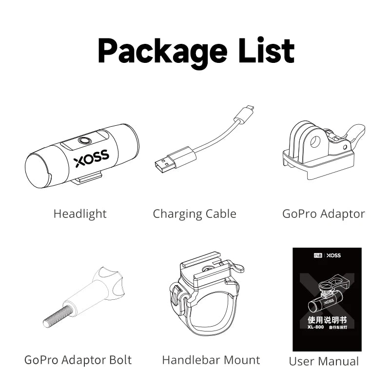 XOSS XL1200 Bike Headlight – 1200 Lumens, Waterproof, Rechargeable LED Bicycle Light