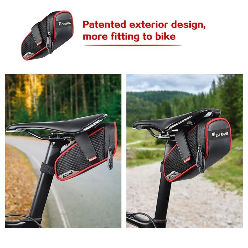 WEST BIKING Rainproof Reflective Bicycle Saddle Bag – Rear Tool Pouch for MTB & Road Cycling