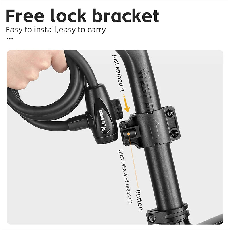 WEST BIKING Heavy-Duty Anti-Theft Bike Cable Lock – Freeze-Resistant, High-Security & Durable Protection