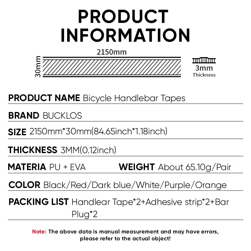 BUCKLOS Road Bike Handlebar Tape – Anti-Slip & Shock-Absorbing Grip