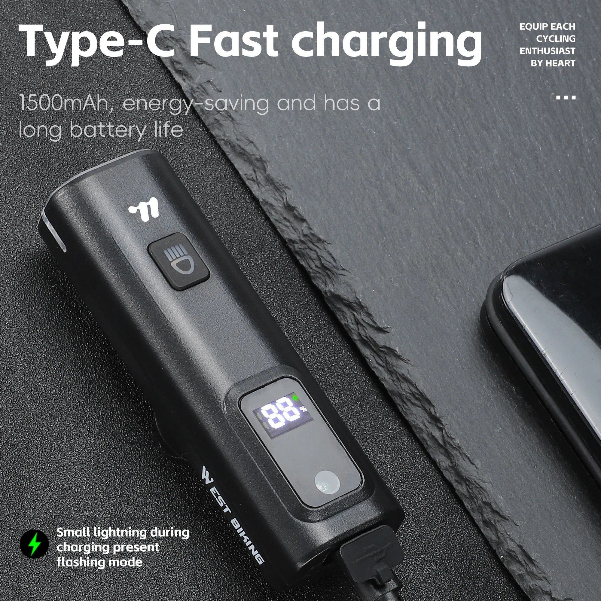 400 Lumen Intelligent Bicycle Headlight – Smart Light Sensing, Waterproof & USB Rechargeable