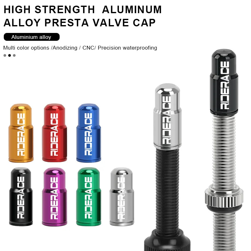 RIDERACE CNC Aluminum Bicycle Valve Caps Durable Dustproof Universal Fit for Schrader Presta Valves