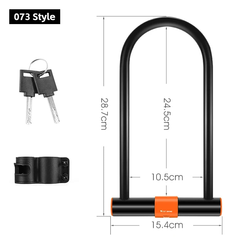 WEST BIKING Portable Bicycle U-Lock – Durable Anti-Theft Safety Lock for Bikes, Motorcycles, and Doors