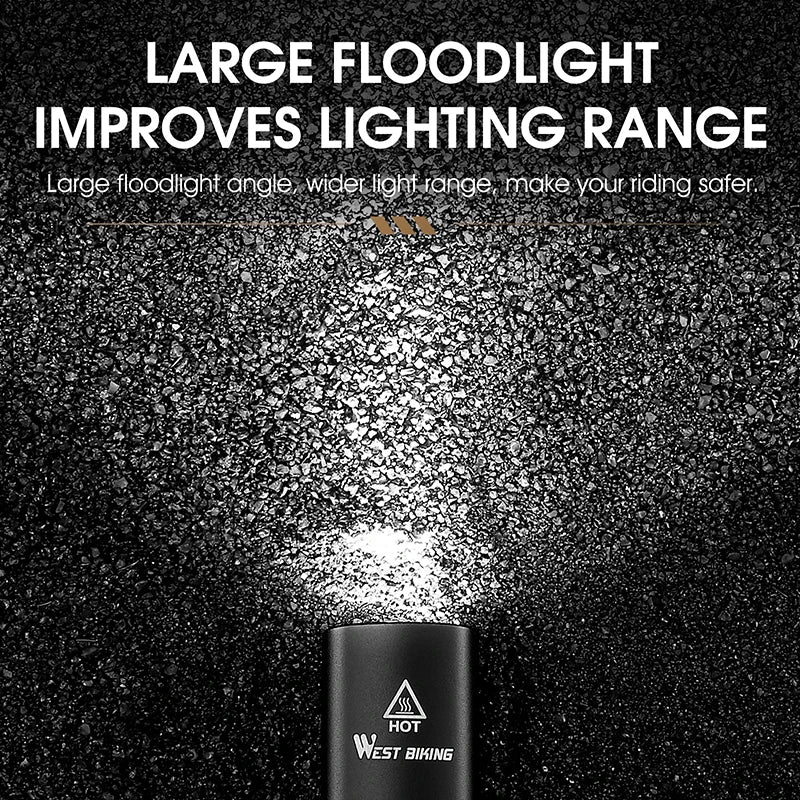 WEST BIKING USB Rechargeable Bicycle Front Light – High-Brightness LED Headlight for MTB & Road Cycling