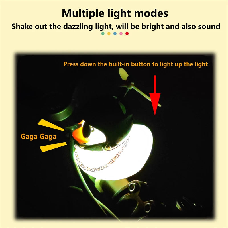 CXWXC Little Yellow Duck Bicycle Bell Fun Cartoon Air Horn with Helmet Propeller and LED Light