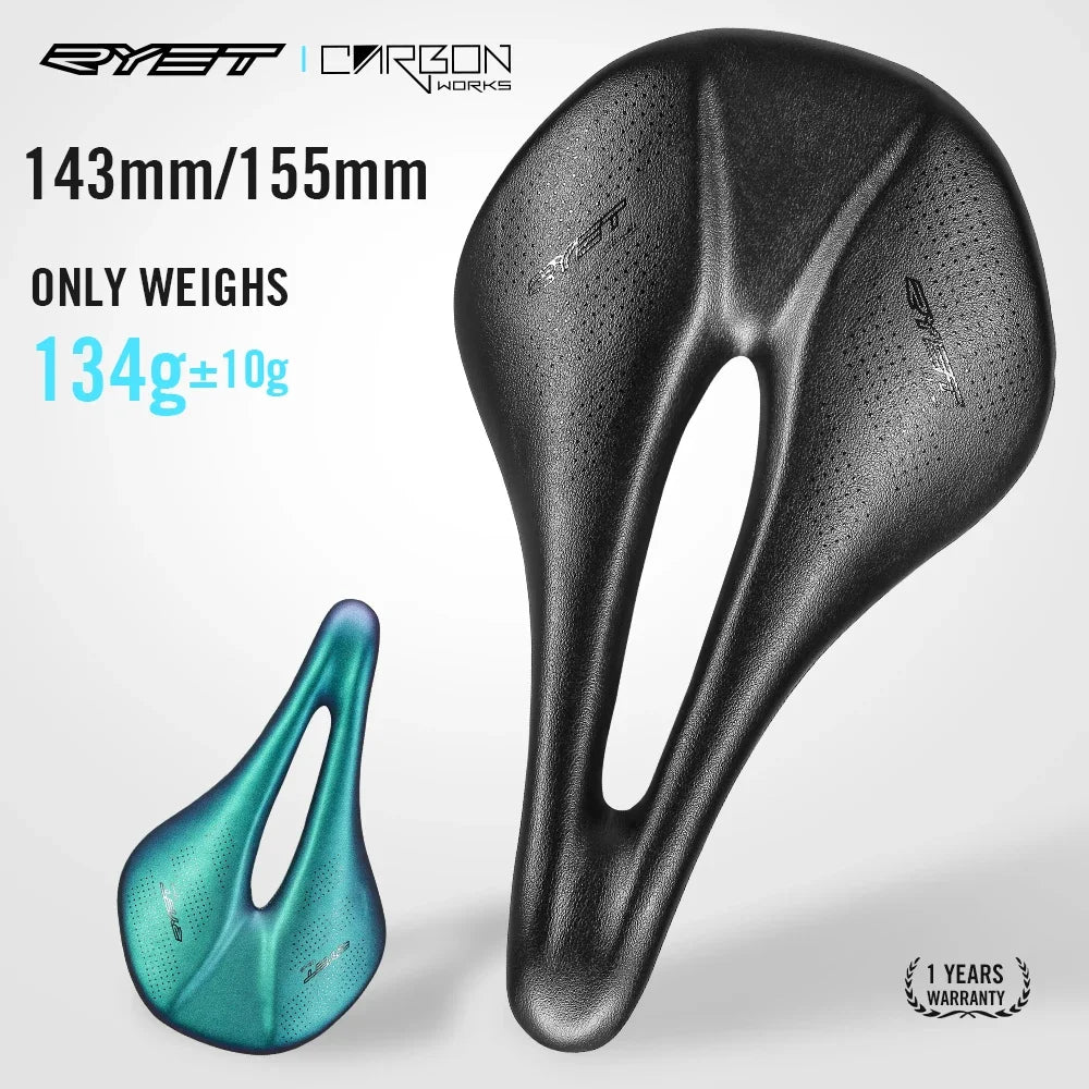 RYET Full Carbon Bike Saddle – Superlight, Ergonomic & Racing-Ready