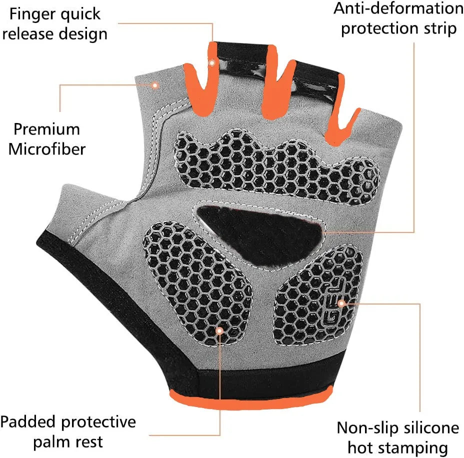 Cycling Gloves – Breathable, Anti-Slip, Shockproof Half-Finger Gloves for MTB & Road Biking