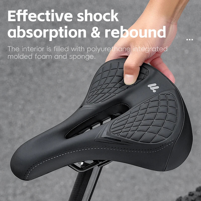 WEST BIKING Breathable Bicycle Saddle – Comfortable, Rainproof & Shock Absorbing with Optional Warning Lights