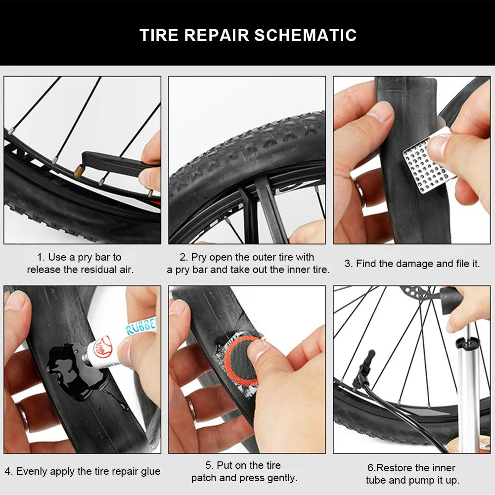 Bike Tire Repair Kit – Glueless Puncture Patch & Lever Set