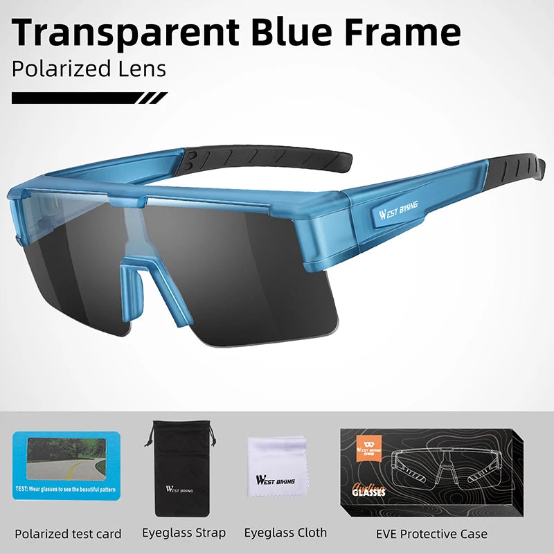 WEST BIKING Photochromic Cycling Glasses – UV400 Protection, Polarized Sport Sunglasses for MTB & Road Cycling