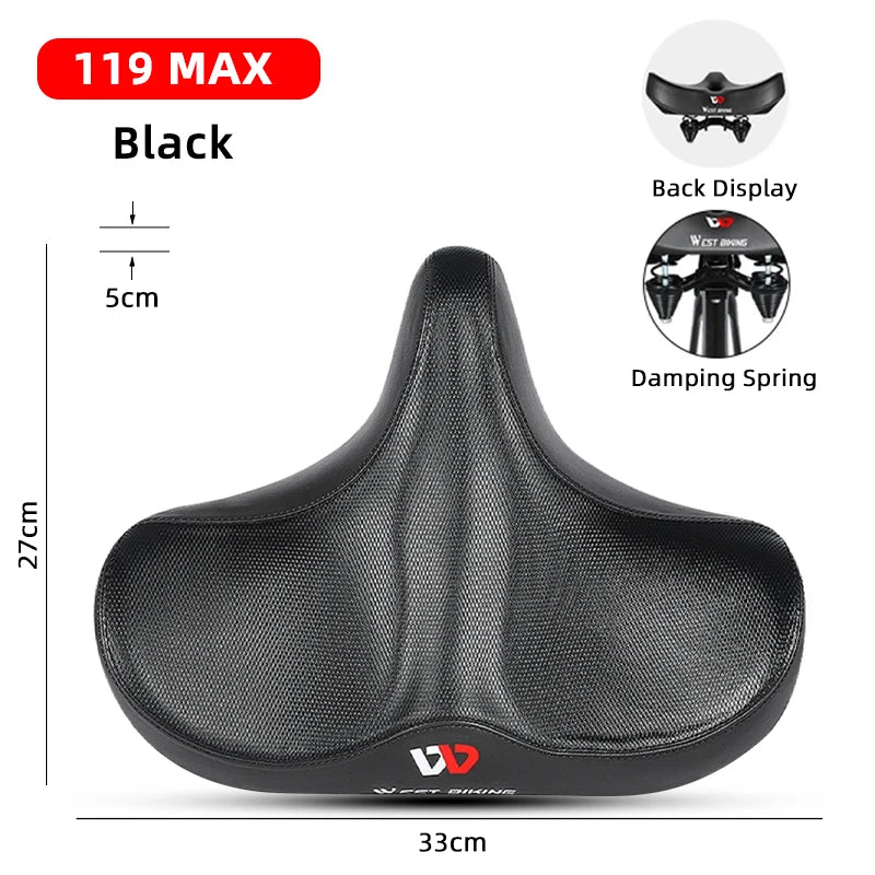 WEST BIKING Extra Wide MTB Bicycle Saddle – Shock-Absorbing, Comfortable & Breathable for Long Rides