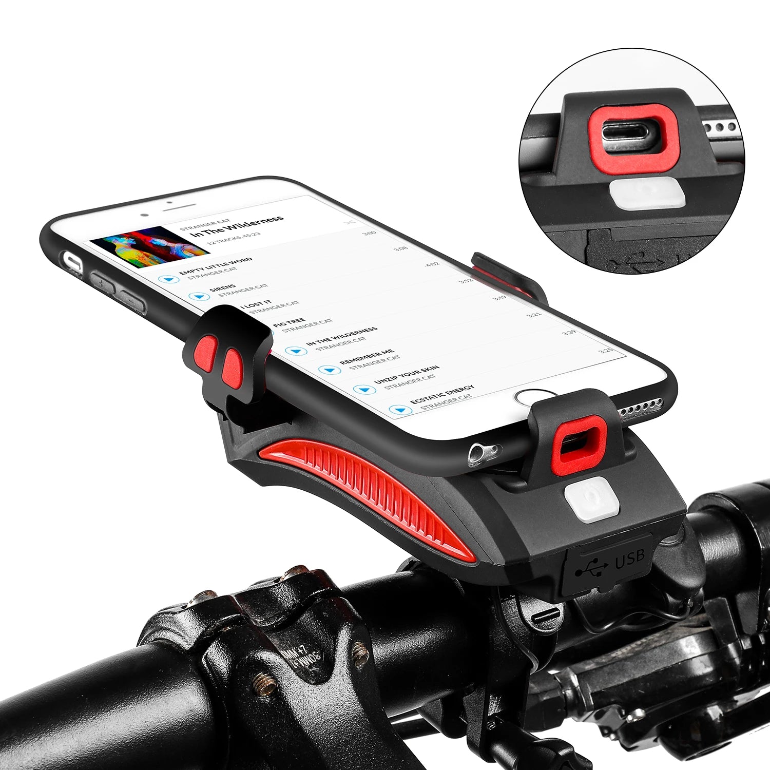 WEST BIKING Multi-Function Bicycle Front Light – 4-in-1 USB Rechargeable Flashlight & Phone Holder