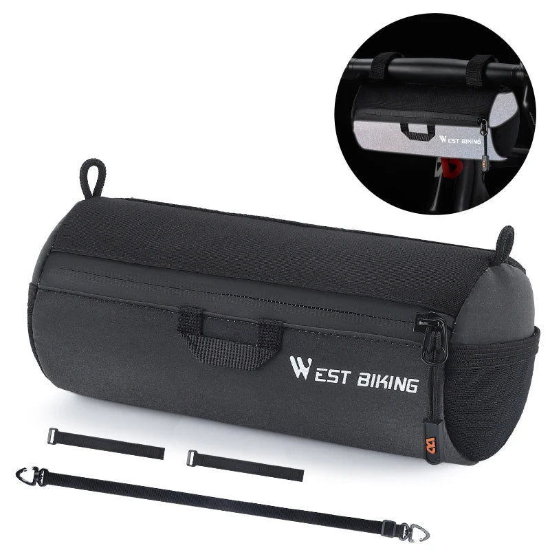 WEST BIKING 1L Handlebar Bag – Reflective, Portable & Versatile for MTB, Road Bikes & Scooters