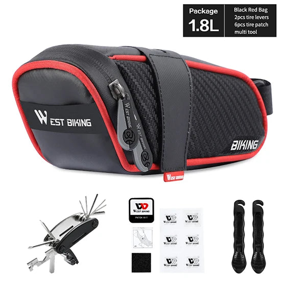 WEST BIKING Rainproof Reflective Bicycle Saddle Bag – Rear Tool Pouch for MTB & Road Cycling