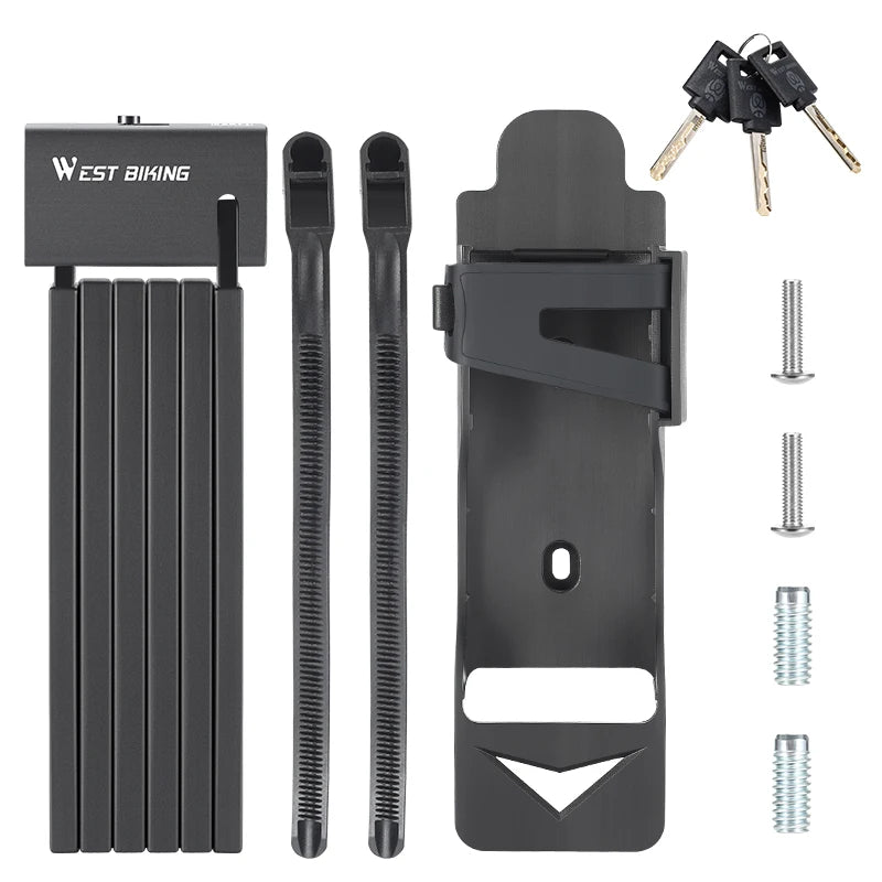 WEST BIKING Heavy-Duty Foldable Bike Lock – Anti-Theft Alloy Steel Design for Maximum Security