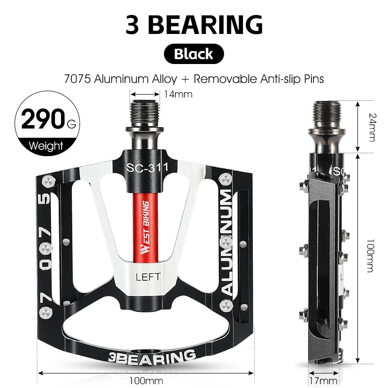 WEST BIKING Quick Release Widened Pedals – Non-Slip, Ultralight & 3 Bearings for Road & MTB