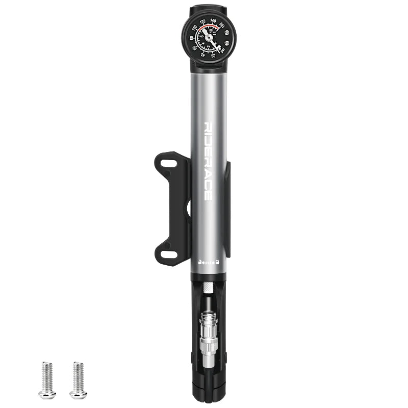 RIDERACE Bicycle Pump – High-Pressure, Portable & Multi-Use Air Inflator with Gauge & Digital Display