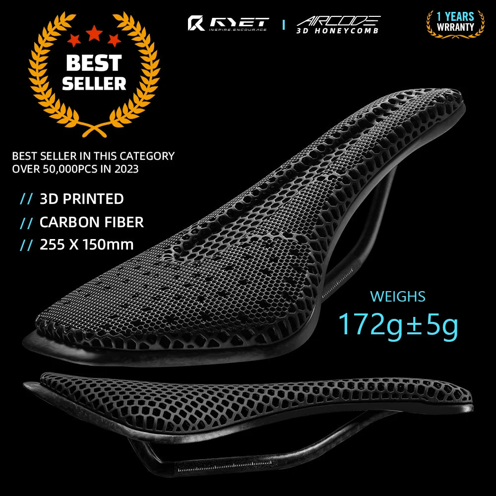 RYET 3D Printed Carbon Bike Saddle – Ultralight & Ergonomic