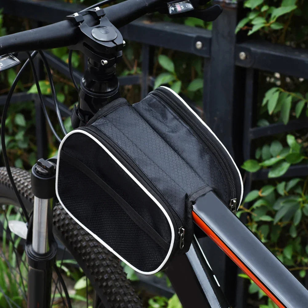 SPORTARC Bicycle Front Tube Frame Bag Waterproof Durable Saddle Pouch for Phones and Accessories