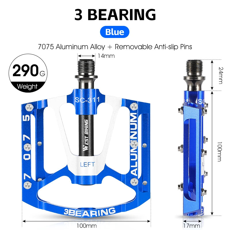 WEST BIKING Quick Release Widened Pedals – Non-Slip, Ultralight & 3 Bearings for Road & MTB