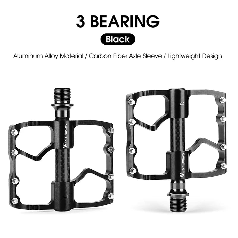 WEST BIKING Ultralight 3-Bearing Bicycle Pedals – Titanium & CR-MO Axle