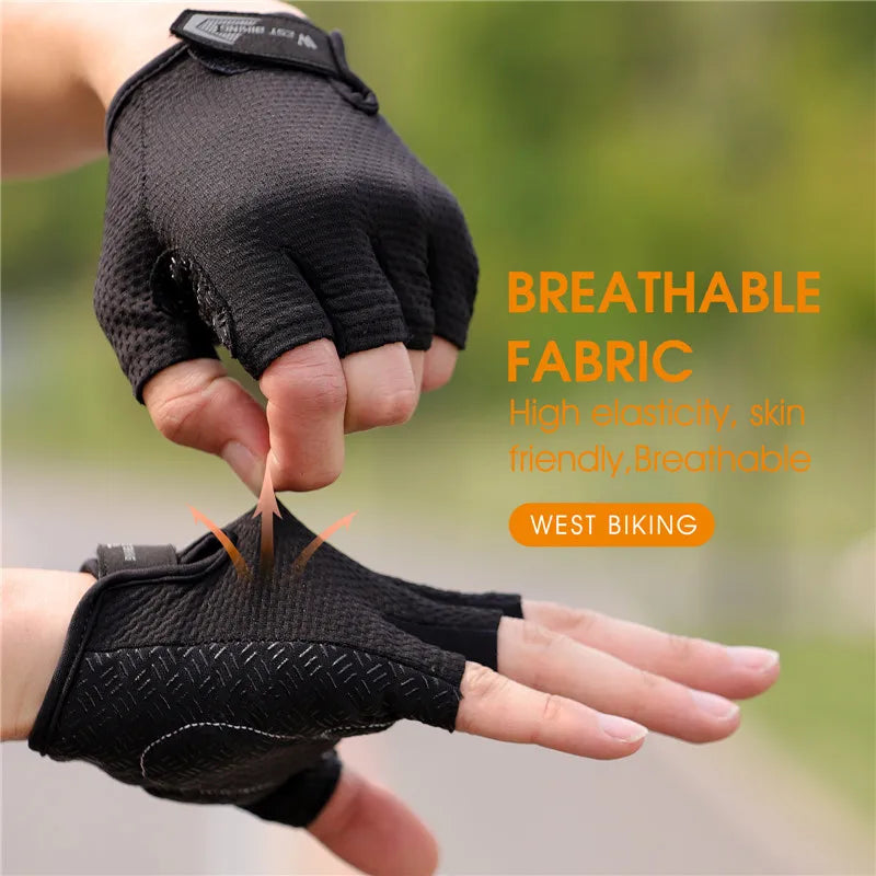 WEST BIKING Half-Finger Cycling Gloves – Shockproof, Breathable & Anti-Slip for MTB & Road Biking