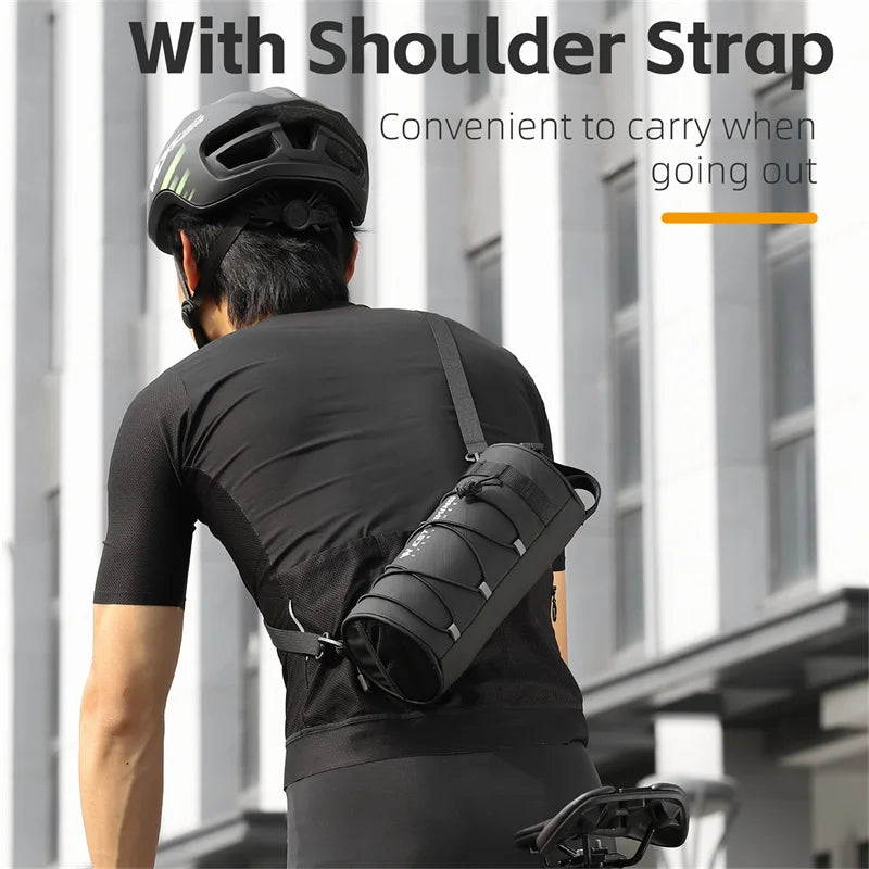 WEST BIKING Multifunctional Handlebar Bag – 2L Portable, Waterproof Bike Front Frame Storage with Shoulder Strap