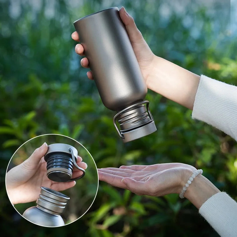 600ml / 750ml Titanium Water Bottle – Lightweight Outdoor Camping & Cycling Essential