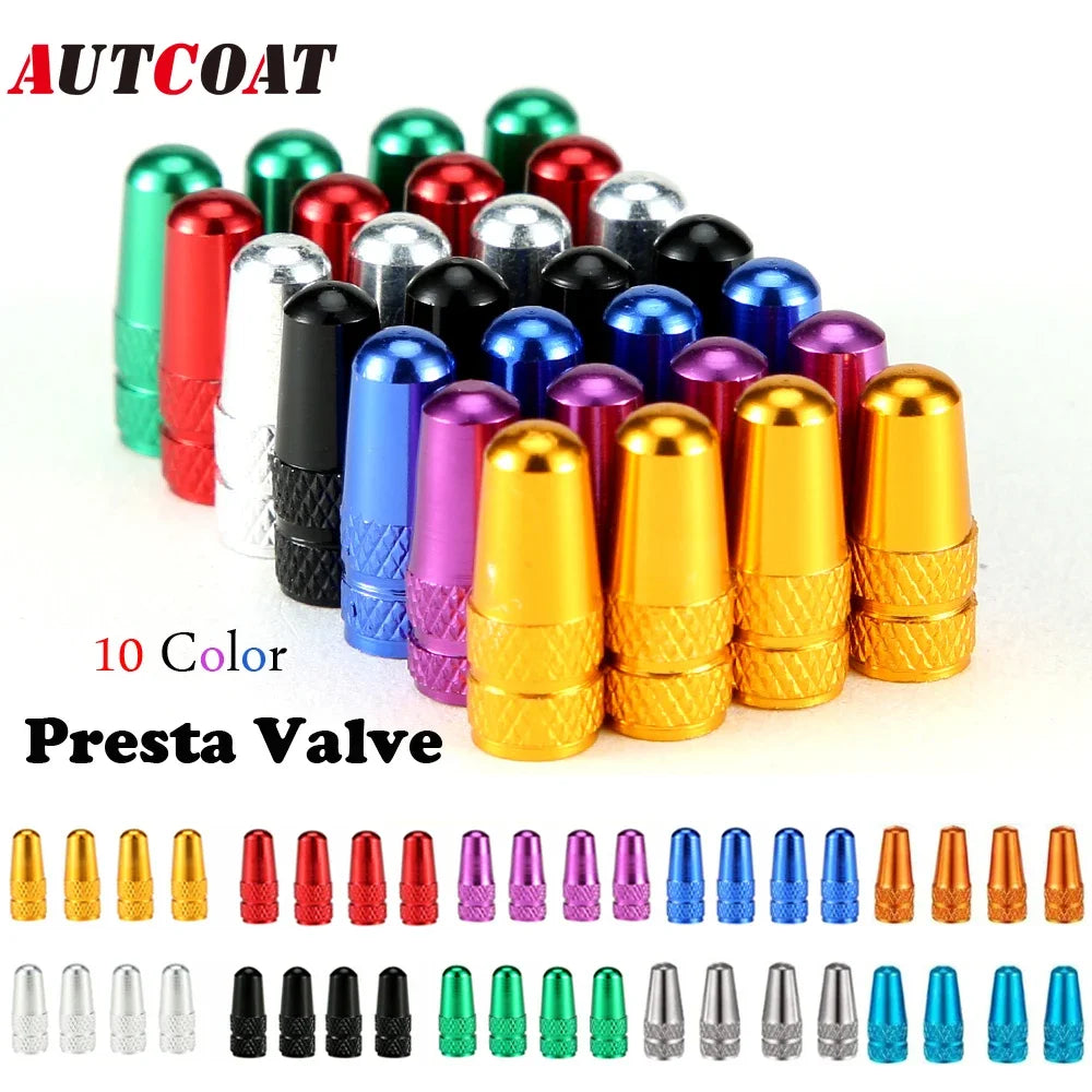 AUTCOAT Aluminum Presta Valve Caps – 4Pcs/Set