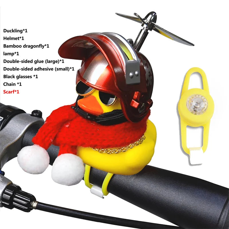 CXWXC Little Yellow Duck Bicycle Bell Fun Cartoon Air Horn with Helmet Propeller and LED Light