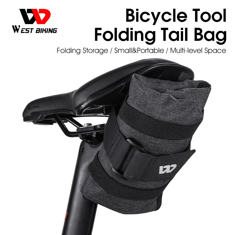 WEST BIKING Foldable Bike Saddle Bag – Compact Under-Seat Tool Roll Pouch for Cycling Essentials