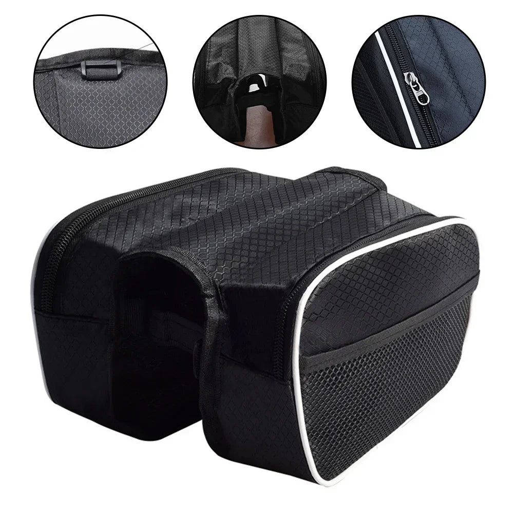 SPORTARC Bicycle Front Tube Frame Bag Waterproof Durable Saddle Pouch for Phones and Accessories