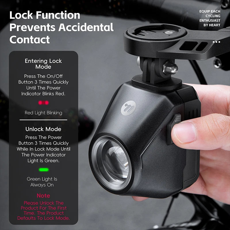 WEST BIKING 1600 Lumen Bike Light – Wireless Remote Control, IP66 Waterproof, High-Brightness Headlight