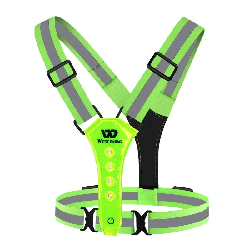 WEST BIKING Reflective LED Light Vest – High-Visibility USB Rechargeable Chest Lamp for Outdoor Sports