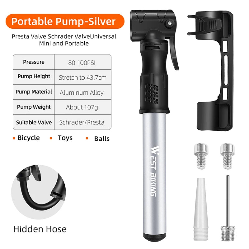 Portable Mini Bicycle Pump – High-Pressure, Lightweight & Universal Schrader/Presta Compatibility