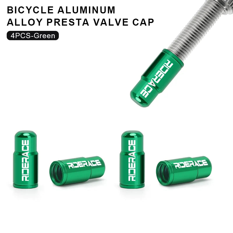 RIDERACE CNC Aluminum Bicycle Valve Caps Durable Dustproof Universal Fit for Schrader Presta Valves